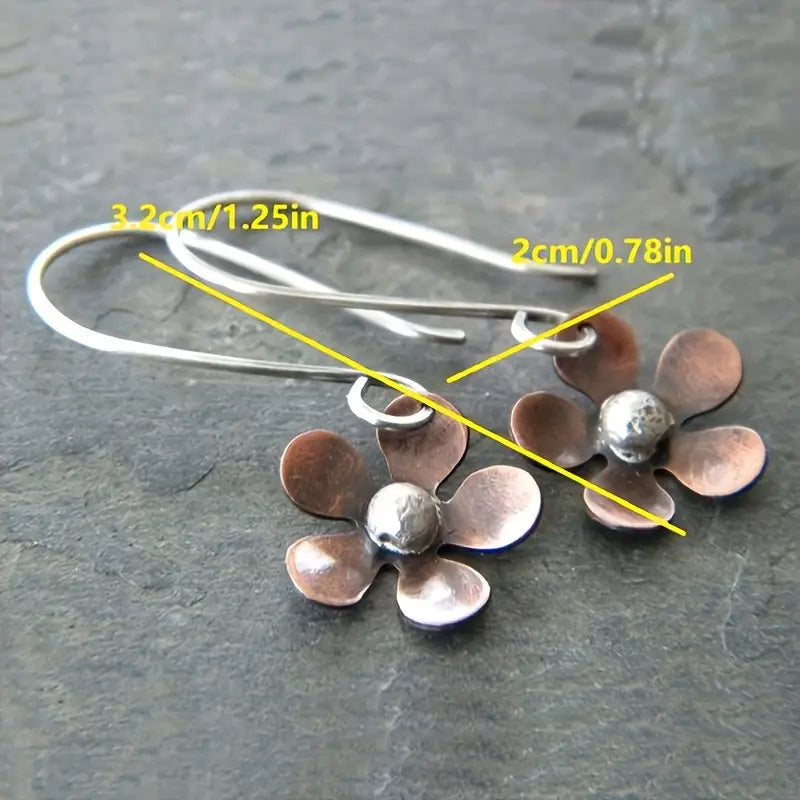 Brincos Metal Flor Minimalista Vintage Hippie Style