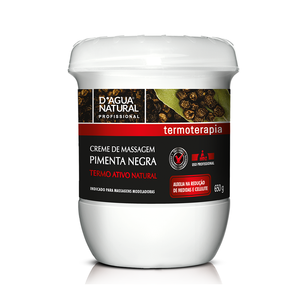 Creme de Massagem Redutor Pimenta Negra D Agua Natural 650g